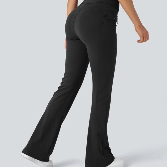 Halara High Waisted Side Flap Pocket Flare Cargo Pants Black Medium (Tall) NWT - Picture 2 of 11